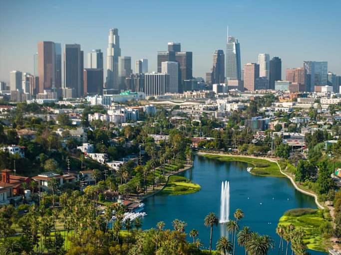 Echo Park and downtown Los Angeles, CA