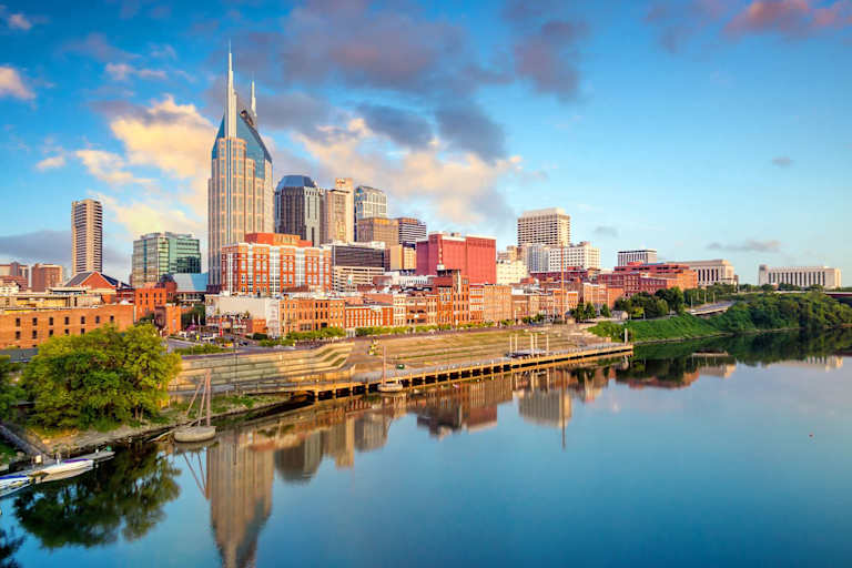 Nashville, TN skyline along the Cumberland River