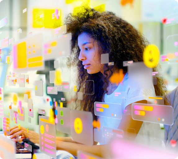 Woman typing on computer keyboard